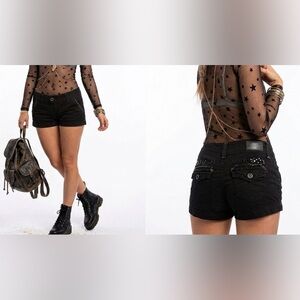BKE Black Low Rise Beaded Micro Shorts Size 29 Festival Y2K Boho